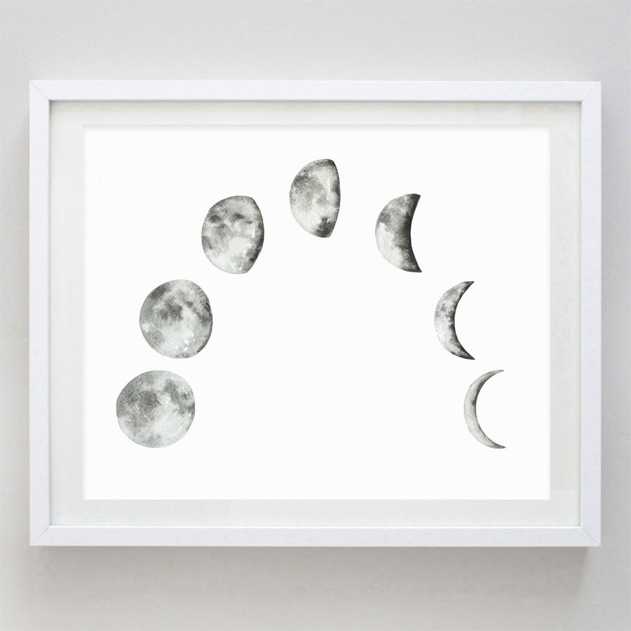 Moon Phase Watercolor Print