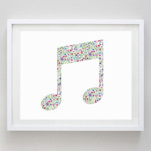 Music Note Floral Watercolor Print