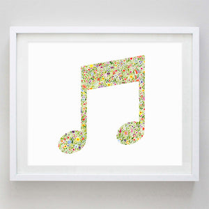 Music Note Floral Watercolor Print
