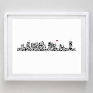 Nashville Skyline Floral Watercolor Print