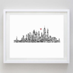 New York Skyline Floral Watercolor Print