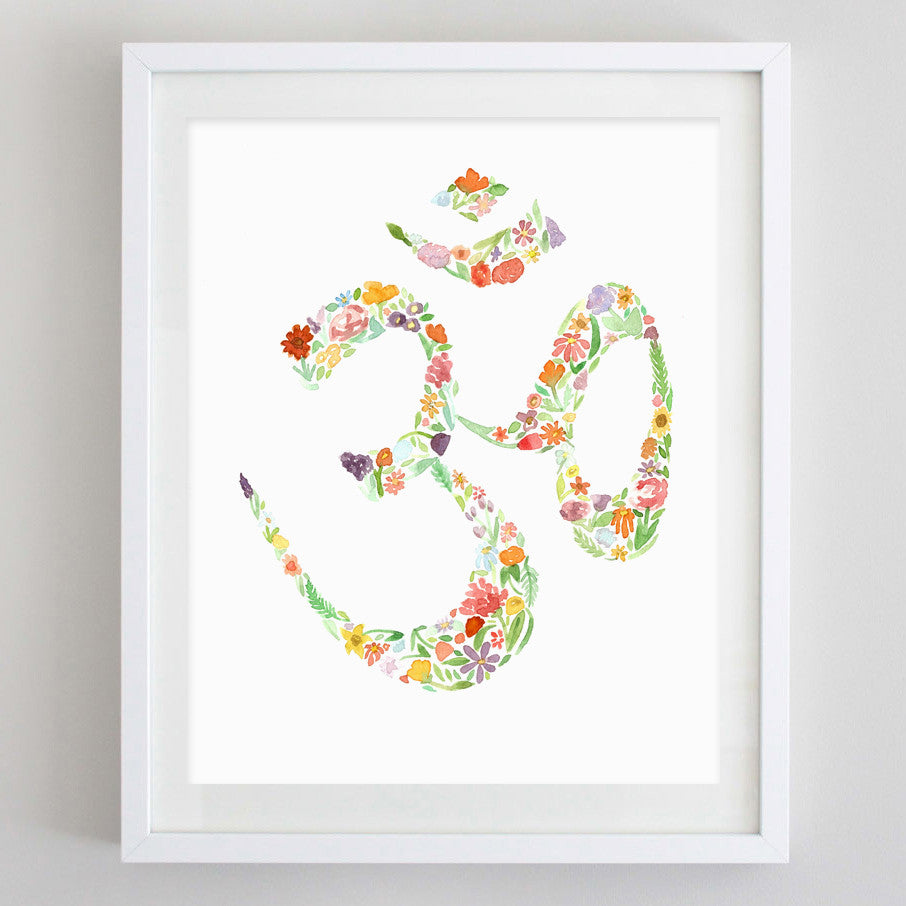 art print - om floral watercolor print - carly rae studio