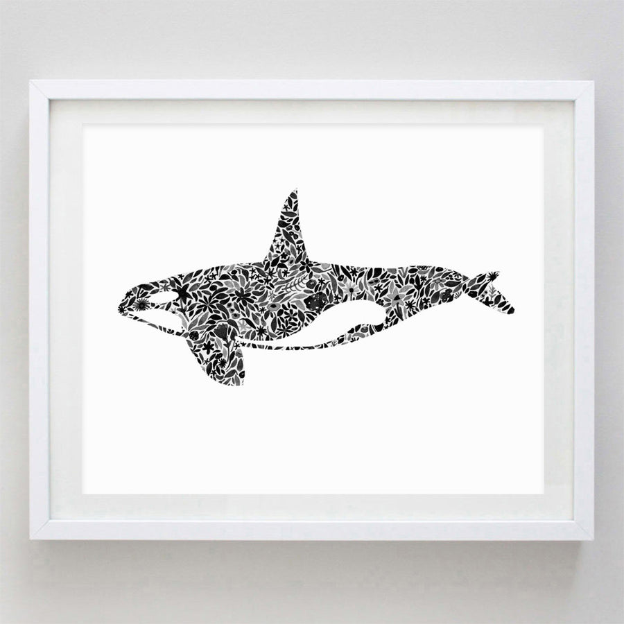 art print - orca floral watercolor print - carly rae studio