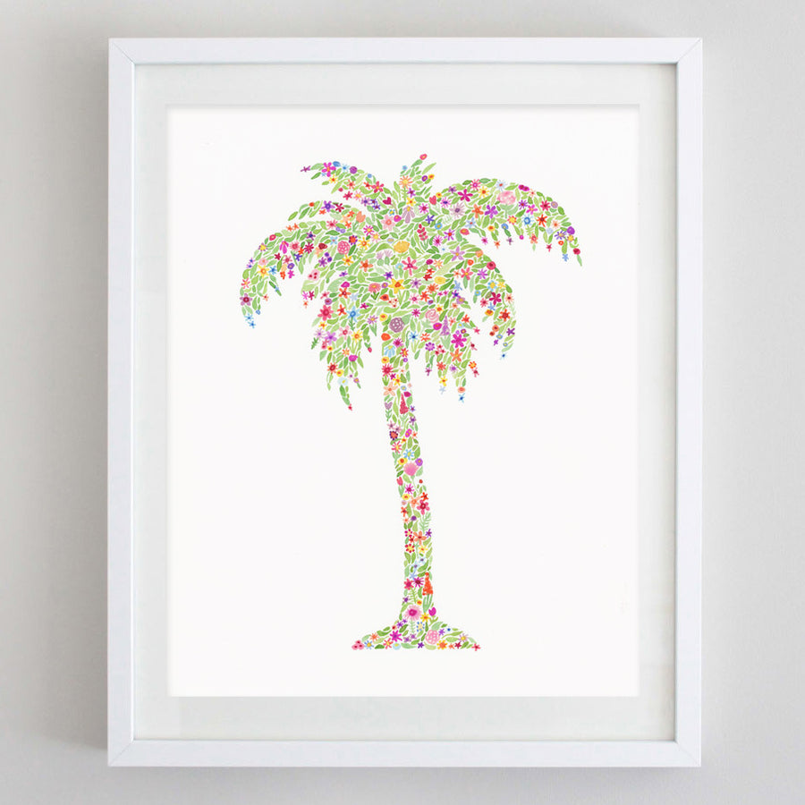 art print - palm tree floral watercolor print - carly rae studio