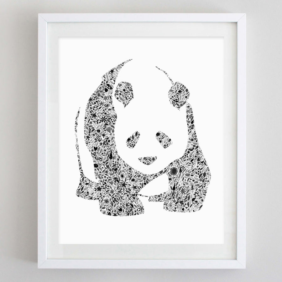 art print - panda floral watercolor print - carly rae studio