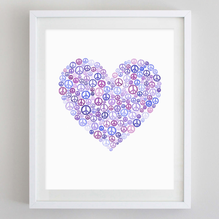 Peace & Love Watercolor Print
