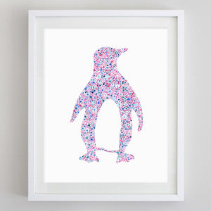 Penguin Floral Watercolor Art Print - Theta Phi Alpha