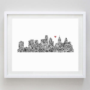 Philadelphia Skyline Floral Watercolor Print