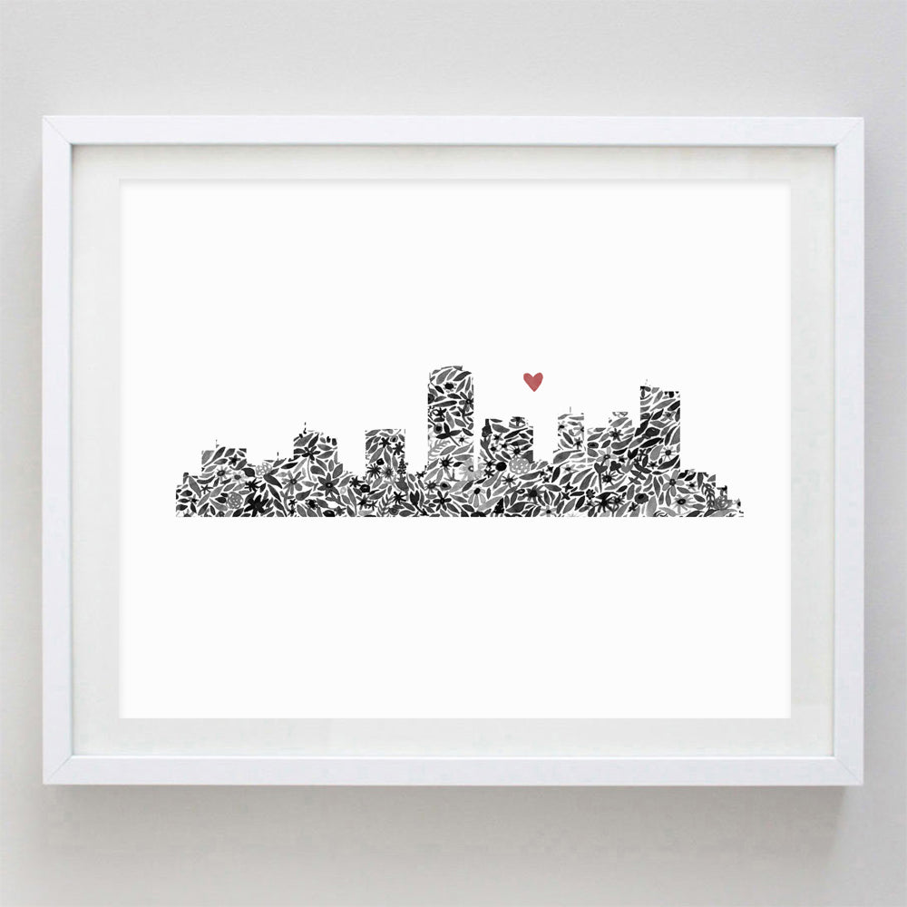 Phoenix Skyline Floral Watercolor Print