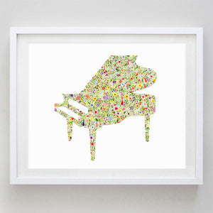 Piano Floral Watercolor Print