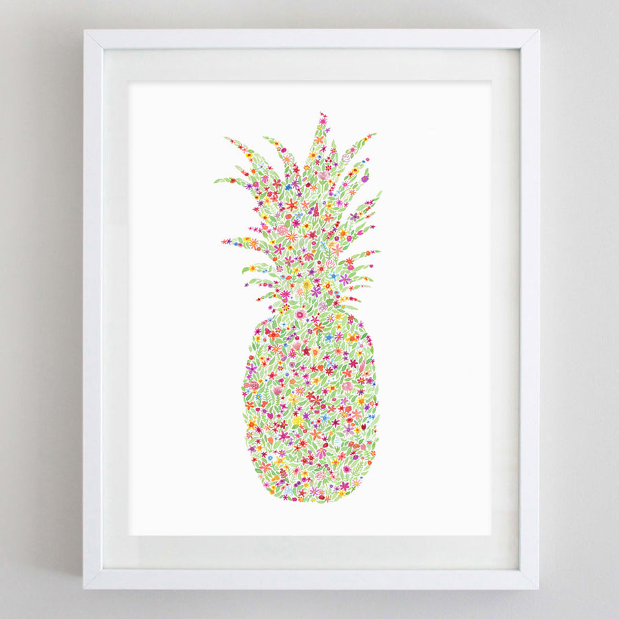 art print - pineapple floral watercolor print - carly rae studio