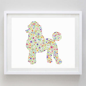 art print - poodle floral watercolor print - carly rae studio