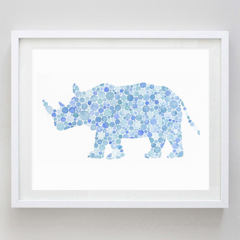 art print - blue rhino watercolor print - carly rae studio