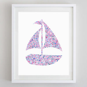 Sailboat Floral Watercolor Art Print - Sigma Sigma Sigma