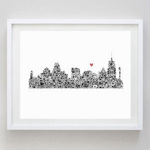 San Antonio Skyline Floral Watercolor Print