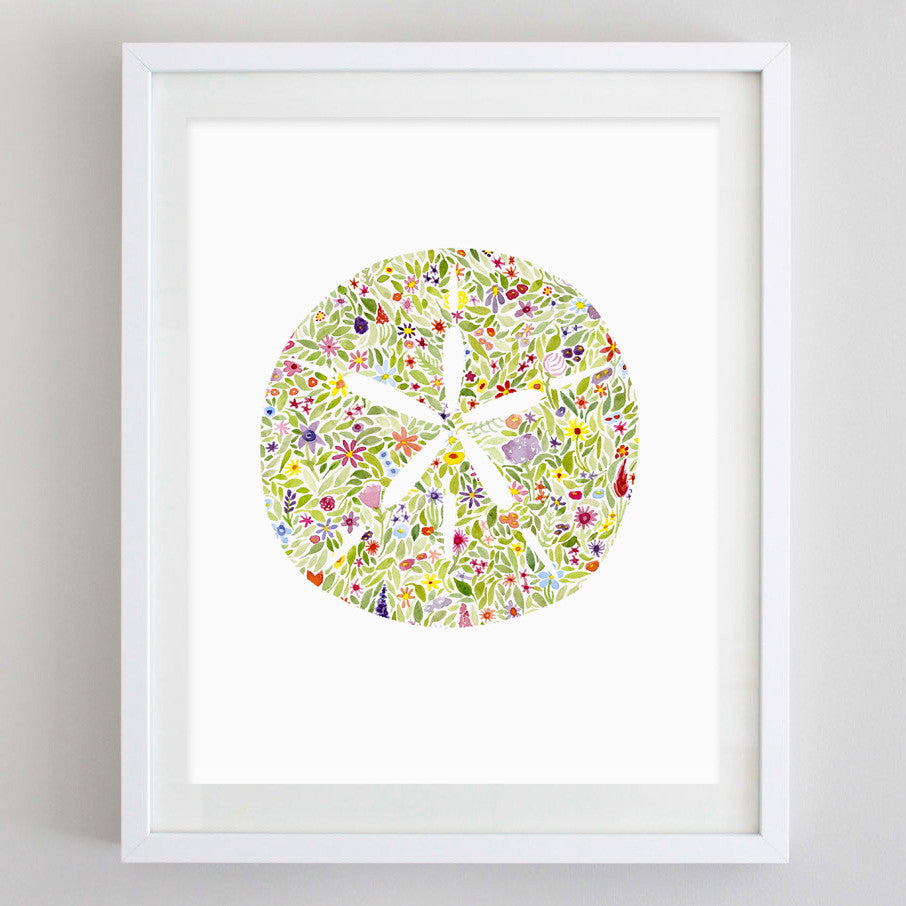 art print - sand dollar floral watercolor print - carly rae studio