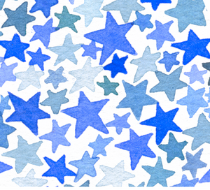 Monogram Stars Watercolor Print Blue