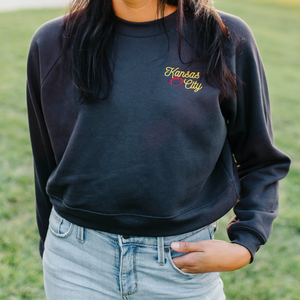 Kansas City Embroidered Crop Sweatshirt - Charcoal