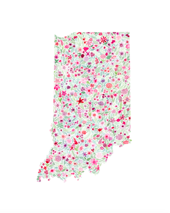 ANY State Floral Watercolor Print (Montana-Wyoming)