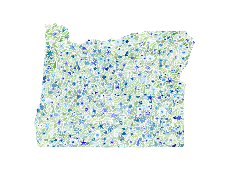 ANY State Floral Watercolor Print (Alabama-Missouri)