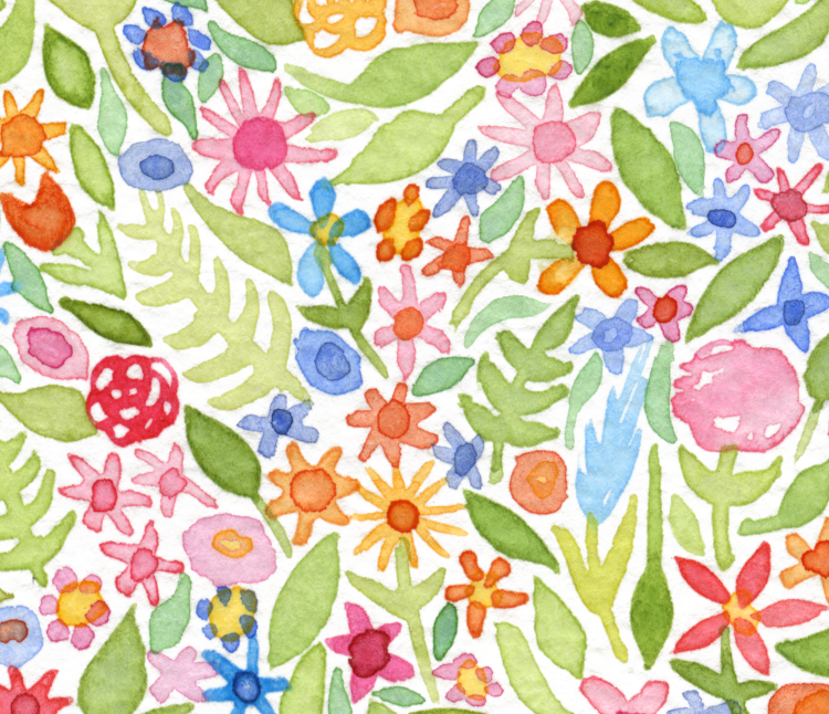 Rhino Floral Watercolor Print