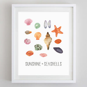 Seashell Watercolor Print