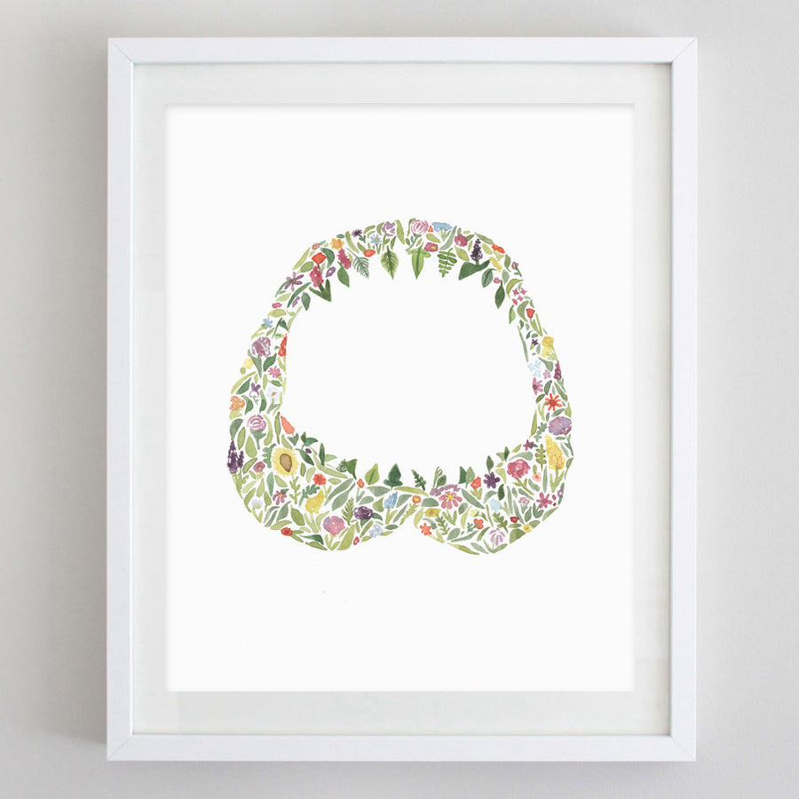 art print - shark jaw floral watercolor print - carly rae studio