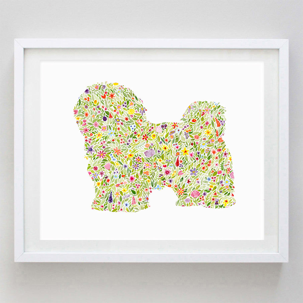 Shih Tzu Floral Watercolor Print