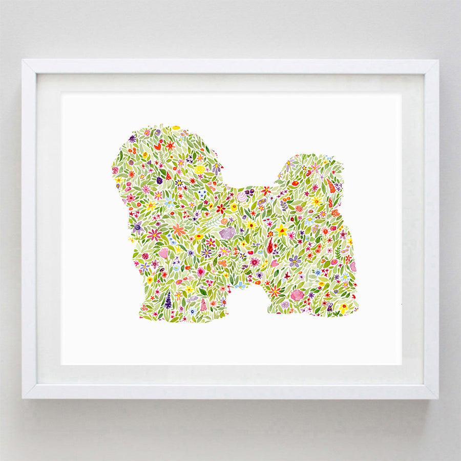 Shih Tzu Floral Watercolor Print