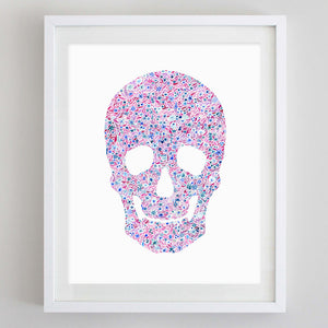Skull Floral Watercolor Art Print - Chi Omega