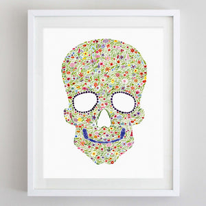 art print - skull floral watercolor print - carly rae studio