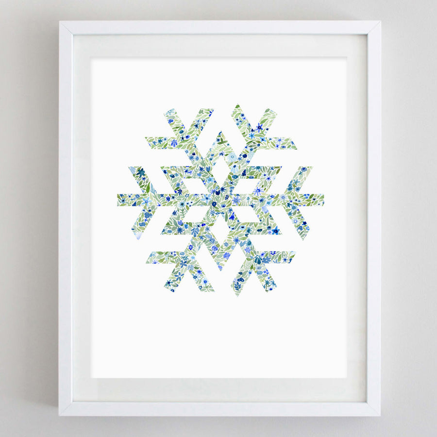 art print - snowflake floral watercolor print - carly rae studio