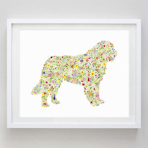 St. Bernard Floral Watercolor Print