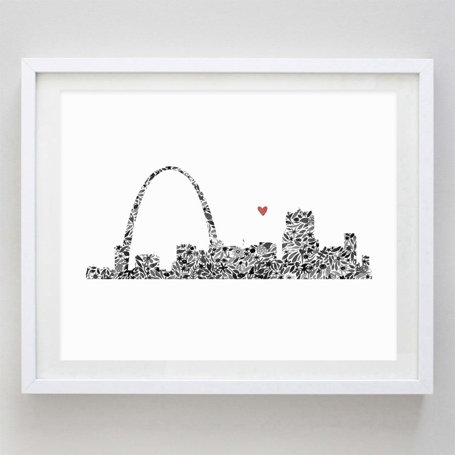 St Louis Skyline Floral Watercolor Print