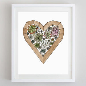 art print - succulent heart watercolor print - carly rae studio