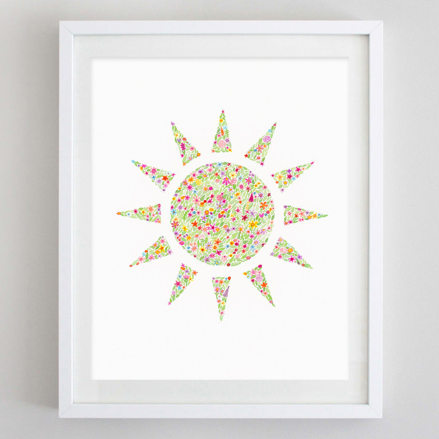 art print - sun floral watercolor print - carly rae studio