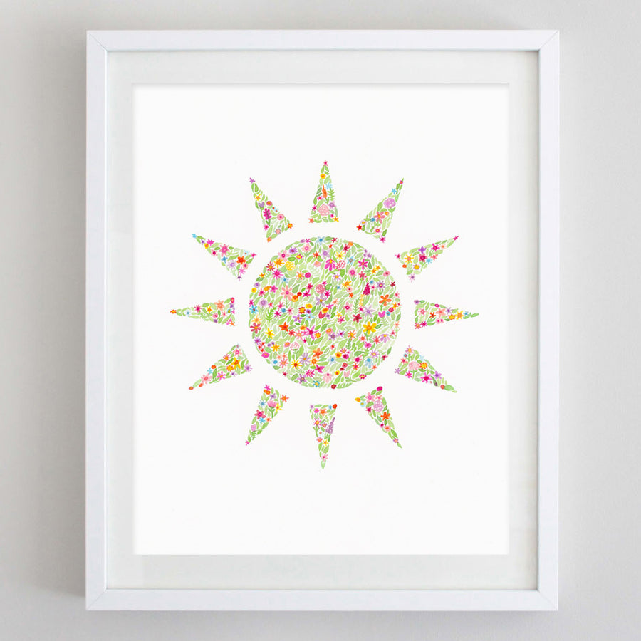 art print - sun floral watercolor print - carly rae studio