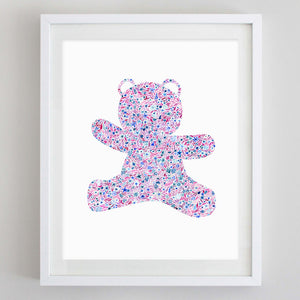 Teddy Bear Floral Watercolor Art Print - Sigma Delta Tau and Alpha Xi Delta