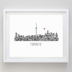 Toronto Skyline Floral Watercolor Print