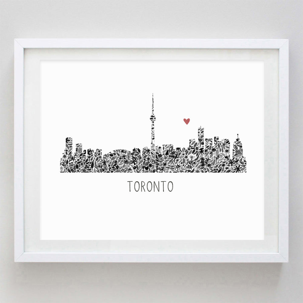 Toronto Skyline Floral Watercolor Print