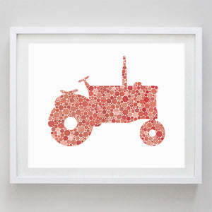 art print - tractor in red watercolor print - carly rae studio