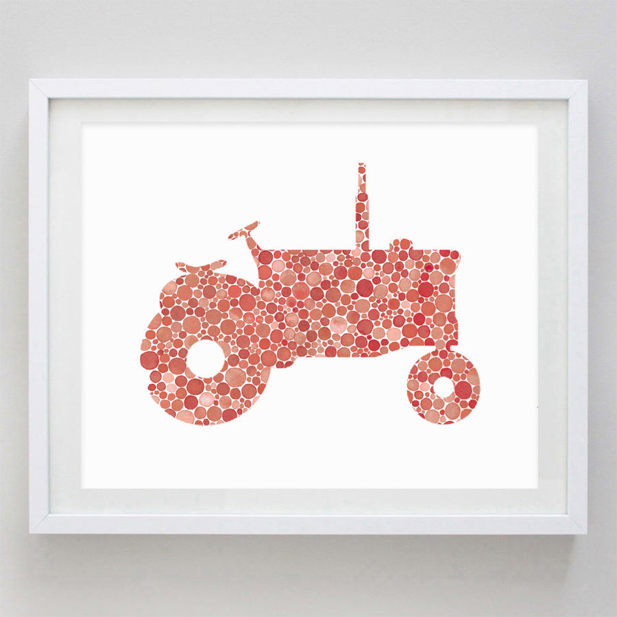 art print - tractor in red watercolor print - carly rae studio