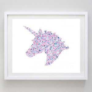 Unicorn Floral Watercolor Print - Delta Phi Epsilon