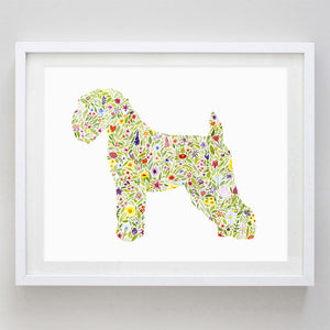 Wheaten Terrier Floral Watercolor Print