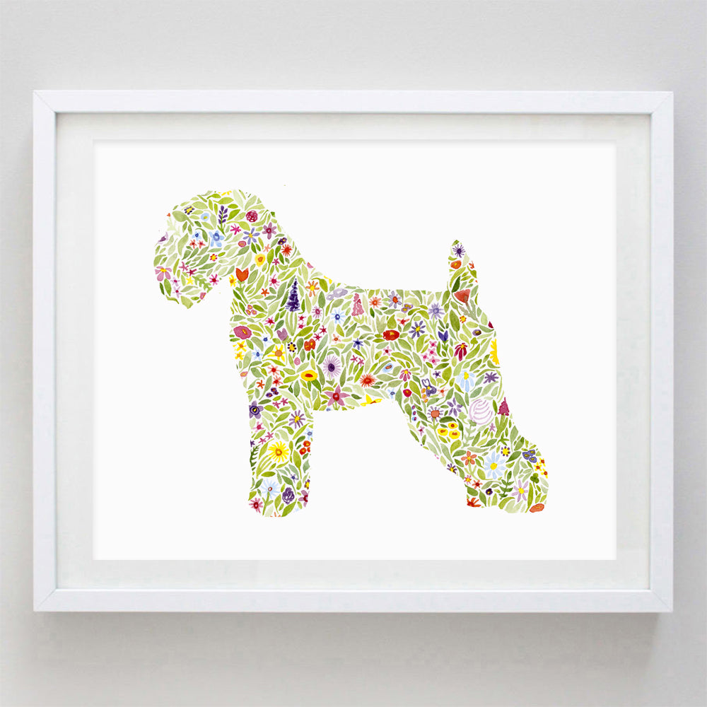 Wheaten Terrier Floral Watercolor Print