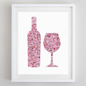 art print - wine floral watercolor print - carly rae studio