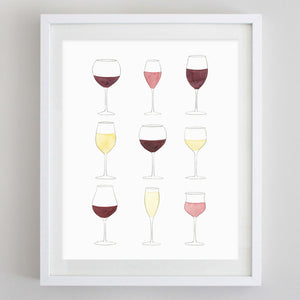 Wine Glasses Watercolor Print
