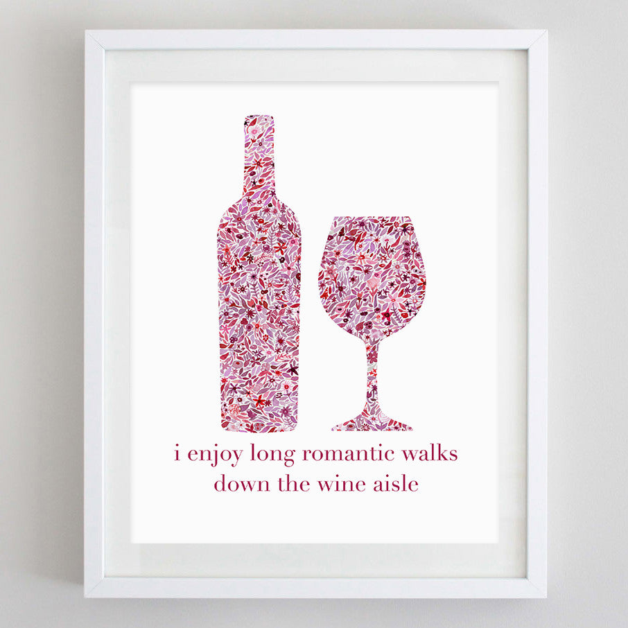 art print - wine floral watercolor print - carly rae studio