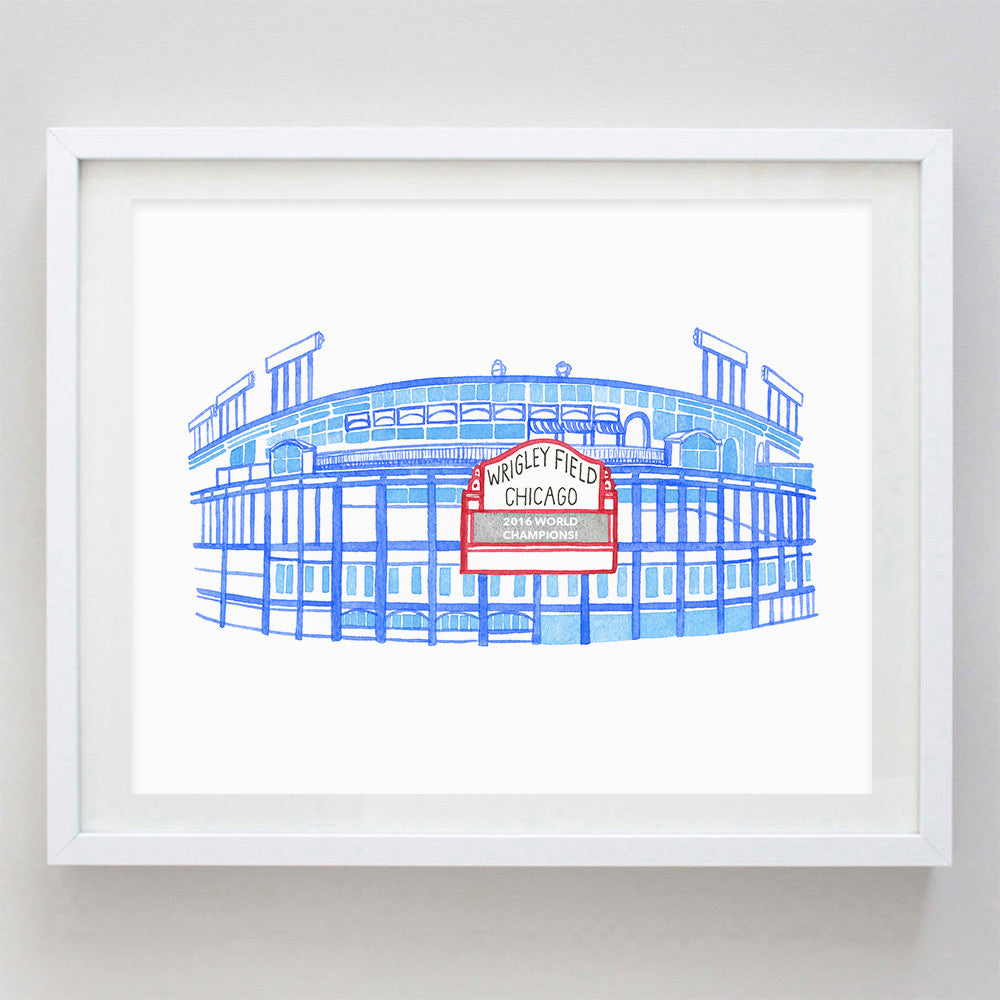 Wrigley Field Watercolor Print