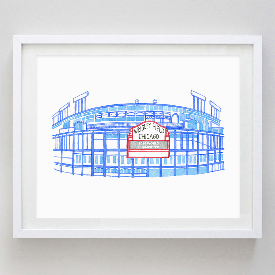 Wrigley Field Watercolor Print